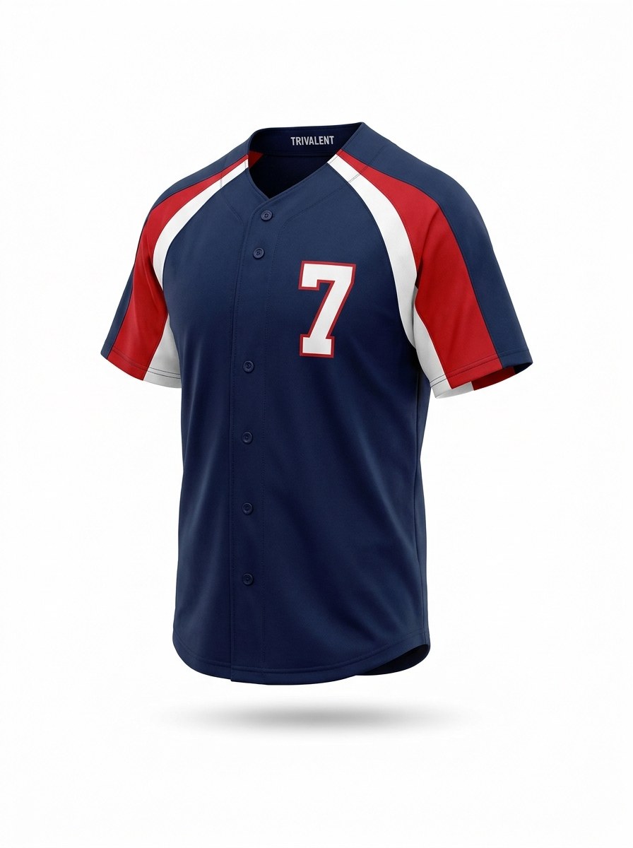 Custom sublimated baseball jersey manufactured by Trivalent Industry
