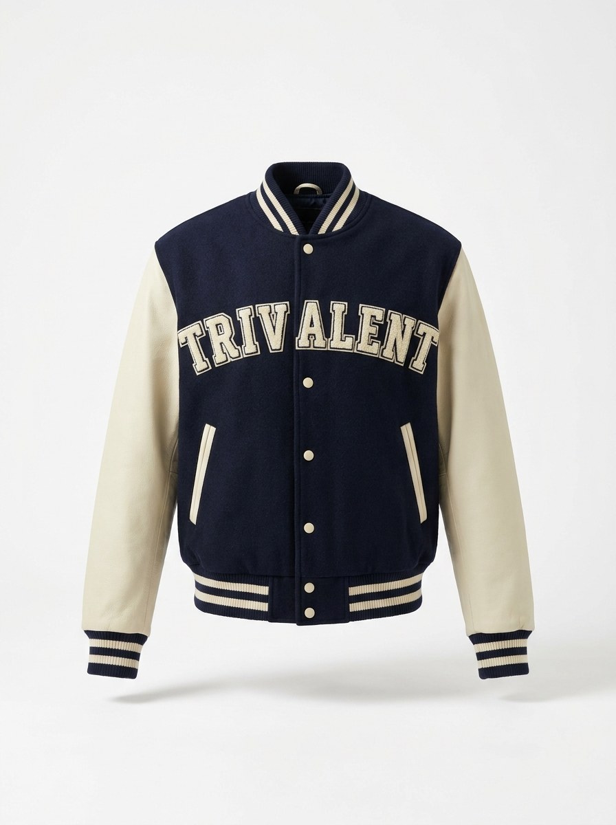 Custom varsity jacket — product render