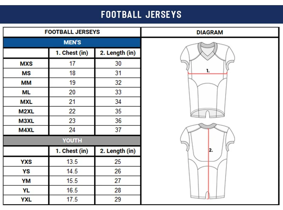 JERSEYS size chart