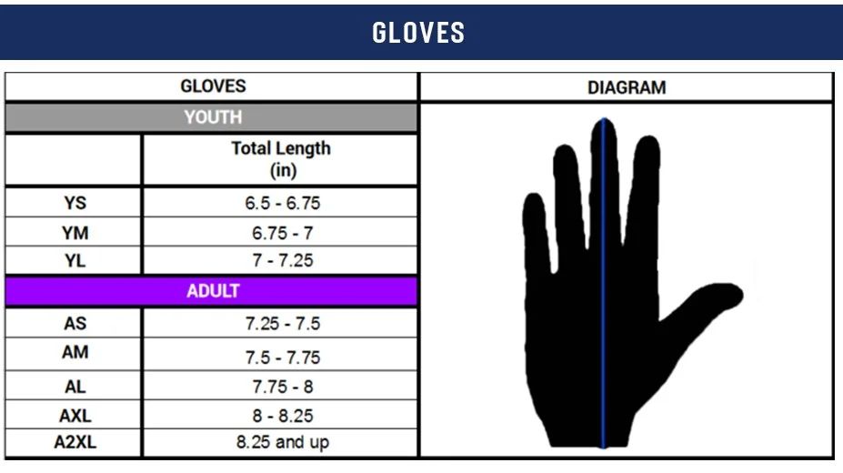 GLOVES size chart
